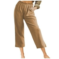 Ženske modne jednobojne široke Ležerne rastezljive hlače visokog struka s visokim strukom narančasta;