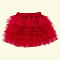 Dnevne jednobojne suknje za plesne zabave za djevojčice, slatke haljine princeze u crvenoj boji