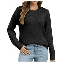 Tunika džemperi za žene, džemperi s dugim rukavima za žene jeseni u šuplje pletenice s pletenim džemperima casual