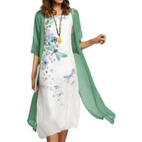 Ženska modna sunčana Haljina Bez rukava srednje duljine s cvjetnim printom s okruglim vratom ljetna haljina u