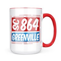 Neonblond Greenville, SC crvena plava šalica poklon za ljubitelje čaja za kavu