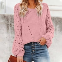 Ženske bluze pulover pletene jeseni i zimskim dugim rukavima ležerni labavi džemperi s novim ponudama ružičasti