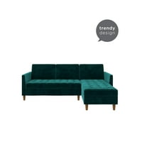 Reverzibilni sekcijski futon za pohranu, zeleni baršun