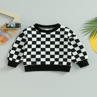 Dječja majica za malu djecu, ležerni puloveri s dugim rukavima s printom šahovnice, jesenska košulja za dječake