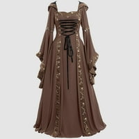 Ženske gotičke haljine u vintage stilu retro, jednobojne, s rukavima od cijevi, do poda, vintage haljine u gotičkom