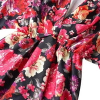 Fartey Ljetne haljine za žene slojevito rum cvjetni print tunika fit mini haljina casual rukav v vrat odmor za