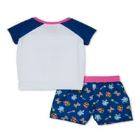 Ekskluzivni set pidžame za djevojčice od 4 komada kratkih rukava s odgovarajućim kratkim hlačama