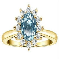 Prsten ovalnog oblika s prirodnim Nebeskoplavim topazom od bijelog zlata, veličina ženske odrasle osobe