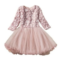 Odjeća za djevojčice, haljina s dugim rukavima s cvjetnim printom, svečana haljina za djevojčice, 140