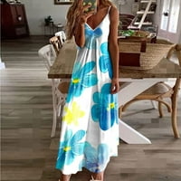 Ženska ljetna izdužena Haljina Za plažu Boho Boho Plus Size Boho cvjetni sarafan seksi remen s izrezom u obliku