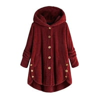 Ženski kaputi plus zazor veličine žene plus gumb plišani vrhovi kapuljača labavi kardigan vuneni kaput zimska