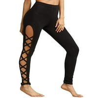 Ženske crne joga hlače elastične tanke gamaše.