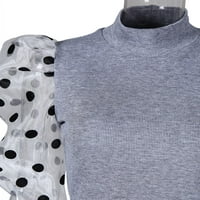 Ženska pletena bluza s visokim vratom mrežasta prozirna bluza s napuhanim rukavima ljetna košulja vrhovi džempera