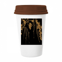 Apanezijska šalica sa žutim cvijetom, staklo za piće za kavu, keramika, poklopac šalice