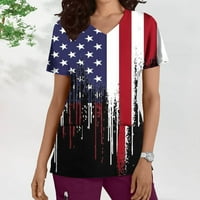 Ženske majice s izrezom i kratkim rukavima Za Dan neovisnosti, bluza s američkom zastavom Plus size, ležerna radna