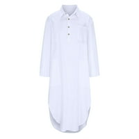 Charella ženske sputane haljine s ovratnicima moda solidne džepove dugih rukava košulja white, l
