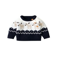 Božićni džemper za bebe, preveliki džemper s okruglim vratom i dugim rukavima s uzorkom losa za proljeće i zimu