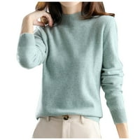 Ženski preveliki džemper za žene, super mekani pulover dugih rukava, zeleni džemper u boji
