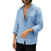 Muške majice za golf, jednobojna košulja s reverima dugih rukava, ležerna košulja za plažu u plavoj boji