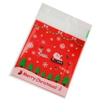 Crvena vrećica za pakiranje s božićnim uzorkom, plastična ambalaža koja se može zatvoriti za kolačiće, slatkiše,