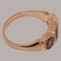 18K ženski prsten za obljetnicu od ružičastog zlata britanske proizvodnje s prirodnim ružičastim turmalinom -