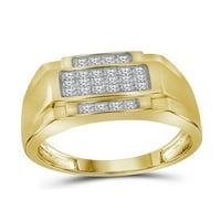 10K dijamantna princeza od žutog zlata, muški prsten s okruglim dijamantom i četvrtastim grozdom;