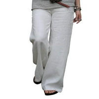 Ženske široke hlače u donjem dijelu, Pamučne i lanene Jogger hlače, sive u donjem dijelu