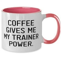 Neprikladni pokloni za trenere, Kava mi daje snagu, zabavna dvobojna šalica od 11 oz za kolege od prijatelja