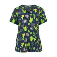 Bluza radna odjeća s kratkim rukavima grafički otisci vrhovi V-izrez ljeto za žene ljubičaste 5xl