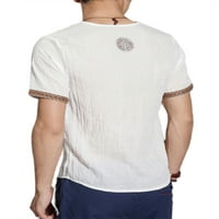 Muška lanena pamučna košulja od donjeg rublja, ležerna s izrezom i kratkim rukavima u obliku slova u, hipi joga