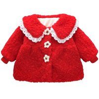 Dječja odjeća za djevojčice s reverima s dugim rukavima jednobojna zimska pahuljasta Vanjska odjeća za malu djecu