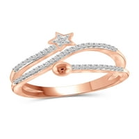 Dijamantni prstenovi za žene-karatni bijeli dijamantni nakit-ružičasto zlato preko srebra-dijamantni prstenovi