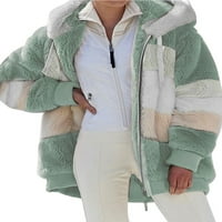 Zimske ženske boje Blok Fleece plišani kaput casual jakna s patentnim zatvaračem Cardigan