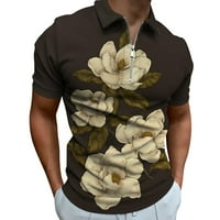 Muške košulje muški mišić odbijaju majice ovratnika vitke fit cvjetni 3D print 3D print pamučni golf košulje za