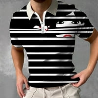 Košulje za muškarce, ležerni vrhovi s patentnim zatvaračem s kratkim rukavima, ulična teniska majica u crnoj boji