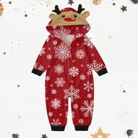 Božićna obiteljska pidžama, obiteljska Božićna pidžama, Božićni kombinezon s kapuljačom s printom snijega, Svečana