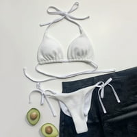 + Elegantni jednobojni Ženski kupaći kostim, ženski bikini bandeau set, brazilski push-up kupaći kostim, odjeća