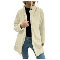 Ženska jesen / zima jednobojna reverzibilna jakna od flisa s dugim rukavima s kardiganom 96 94491978
