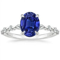 Prsten od 4 karata u obliku kruške i okruglog dijamantnog plavog safira, veličine 6,5