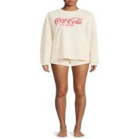 Coca-Cola juniori i juniori plus klasični logo Francuski Terry Terry dugi rukav za spavanje i salonke, dvodijelni