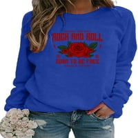 Ženske majice s dugim rukavima, pulover s cvjetnim printom, ležerna sportska majica u plavoj boji