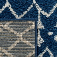 Marokanski geometrijski tepih od 12 '15', tamnoplava slonovača
