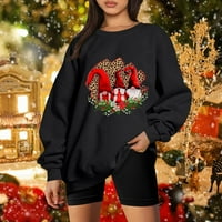 Ženske majice od flisa s popustom prevelike, ležerni puloveri s okruglim vratom s dugim rukavima, Božićni grafički