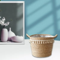 Ručno tkani prirodni lonac od ratana s morskom travom vrtna vaza za cvijeće viseća sklopiva košara s ručkom košara