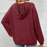 Ušteda ženske dukserice Čvrsta boja jeseni pulover Lagana ležerna labava odjeća Y2K odjeća modna kapuljača dugih