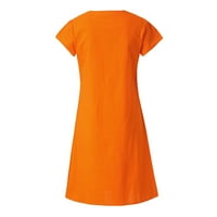 Sunvit ženske haljine ljeto -V vrat kratki rukavi ležerna labava haljina od tunike narančaste boje narančaste