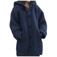 Ženska bluza ženska jesen / zima jednobojni šal s džepovima i dugim rukavima, široki kardigan, pleteni džemper
