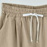 Ženske Capri Aussie, ženske ljetne Pamučne lanene hlače visokog struka s printom, kratke hlače Plus veličine s