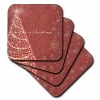 Set podmetača za božićno drvce i snježne pahulje u tamnocrvenoj boji-mekani-28073-1