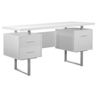 Moderni prijenosni računalni stol s ladicom od MDF-a, bijeli srebrni